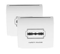 PLAFOPE Boîte de Rangement Pratique pour Lames de Rasoir 2 Pcs en Tôle Robuste, Conteneur à Déchets Métallique Portable pour Usage à Domicile Salon