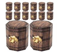 PLAFOPE Boîtes à Bonbons Pliables en Papier Grainé Effet Bois Forme Hexagonale Coffre au Trésor Lot de 20 Pièces Mini Boîtes Présents pour Fêtes à Thème Pirate et Halloween