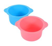 PLAFOPE Bol Chauffant Silicone pour Épilation 400 Ml Lot de 2 Bols Démoulables Rose et Bleu Résistants Haute Température, Accessoires Chauffe-cire Professionnels pour Soins Beauté