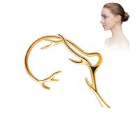 PLAFOPE Boucles D’Oreilles à Clip Motif Brindilles pour Femmes Pince D’Oreille sans Perçage Métal Doré 01Kc Accessoires D’Oreilles de Mode Élégants pour Usage Quotidien et Occasions