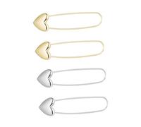 PLAFOPE Boucles D’oreilles Cœur Métalliques Vintage, Épingles à Nourrice Pendantes, Or et Argenté, Femme, Accessoire Quotidien Élégant, 2 Paires Polyvalentes