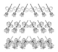 PLAFOPE Boucles D'oreilles Zircon Rond à Six Griffes en Acier Inoxydable Légères et Résistantes aux Rayures, 9 Paires pour Perçage Cartilage Homme et Femme