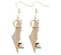 PLAFOPE Boucles Oreilles Inoxydables Femme Acier Légères et Confortables Pendentifs Carte Arabe et Pastèque Bijoux Patriotiques et Originaux pour Toutes Occasions