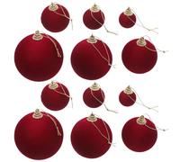 PLAFOPE Boules Décoratives en Velours Rouge Foncé pour Saint-Valentin Assortiment 12 Pièces Décorations Suspendues Polyvalentes et Incassables pour Sapin Fête et Mariage