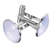 PLAFOPE Boutons de Manchette Homme 1 Paire Forme Golf en Métal et Verre Léger, Faciles à Utiliser Argenté pour Partenariat Professionnel ou Anniversaire