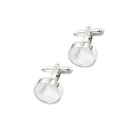 PLAFOPE Boutons de Manchette Paire Simple et Élégante Ovales en Cuivre Argenté Décoration Facile à Utiliser pour Chemise en Mousseline pour Costume
