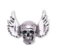 PLAFOPE Broche Gothique en Alliage Argenté Épingle à Tête de Mort, Décoration Unique pour Costume Cosplay et Soirée Halloween Femme