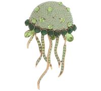 PLAFOPE Broche Méduse Accessoire Créatif et Unique en Alliage de Zinc et Cristaux Verts, Bijou Fantaisie Chic pour Femmes à Porter comme Épingle ou Broche