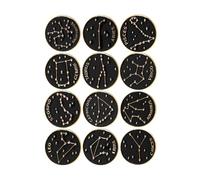 PLAFOPE Broche Zodiaque en Alliage Noir, Lot de 12 Set de Set de Pièces, Épingle Émaillée Résistante sans Décoloration ni Déformation, pour Décorer Paquet à Dos et Chapeaux