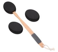 PLAFOPE Brosse Corps avec Manche Bois et Tête EVA Antidérapante Applicateur Dos avec Têtes de Rechange Outil Ergonomique pour Massage et Soin Peau