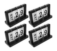 PLAFOPE Calendrier Perpétuel de Bureau en Bois Foncé, Lot de 4, à Feuillets Journaliers, Calendrier Décoratif Vintage Réutilisable pour Organisation Quotidienne au Bureau la