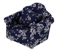 PLAFOPE Canapé Miniature Fleur Bleue pour Garçon Et Filles, Petit Canapé Jouet avec Coussin, Modèle Décoratif Maison De Poupée, Salon Méditerranéen, Accessoire Décoratif Créatif,