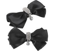 PLAFOPE Clips à Chaussures Élégants en Alliage et Cristaux Noirs, Pince à Chaussure Réutilisable en Forme de Nœud, Accessoires Décoratifs pour Mariage et Cérémonie