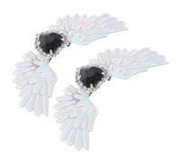 PLAFOPE Clips Décoratifs pour Chaussures en Alliage Argenté Strass D'ailes D'ange Gothiques, Élégants et Uniques, 1 Paire pour Baskets et Bottines