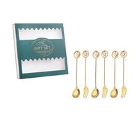 PLAFOPE Coffret Cadeau 6 Pièces Cuillères à Dessert et Fourchettes en Acier Inoxydable Surfaces Lisses, Sûr pour Servir Café et Thé L’après-midi