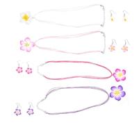 PLAFOPE Collier de Fleurs Hawaïennes Délicates et Set de 4 Bijoux Boucles D'oreilles en Argile Polymère Style Hawaïen pour Camping pour Fête Tropicale