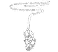 PLAFOPE Collier Porte-cristal Métal Argenté Support Cage pour Pendentifs DIY Accessoire Bijou Femme Pierre Naturelle Création Collier Goutte Eau et Pendentif Suspendu