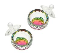 PLAFOPE Coupe en Cristal pour Nail de 2 Transparent Facile à Nettoyer Professionnel pour Manucure à Domicile avec Couvercles