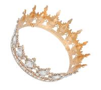 PLAFOPE Couronne de Mariée en Alliage Doré Strass Blancs Grand Modèle Rond Coiffe Élégante pour Mariage Cérémonie et Fête Accessoire Bijou de Tête pour Femmes et Mariées