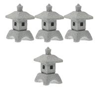 PLAFOPE Décor de Jardin 4 Pagodes Miniatures en Grès pour Bonsaï, Décoration Extérieure Réaliste en Style Chinois pour Micro Paysage et Plantes Succulentes