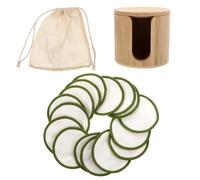 PLAFOPE Disques Démaquillants Réutilisables en Bambou 16 Pièces Pochette en Coton et Boîte en Bambou - Lingettes Lavables pour Visage, Exfoliation Douce et Nettoyage Quotidien, Voyage