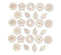 PLAFOPE DIY Flower And Leaf Wooden Cutouts For Painting And Coloring Unfinished Wood Craft Slices For Children S Art Projects Scrapbooking Supplies