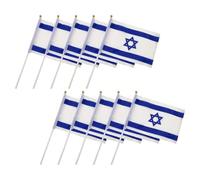 PLAFOPE Drapeaux à Manivelle Israël 10pcs en Polyester Pliables Couleurs Intenses pour Décoration de Fête et Ornement de Drapeau National
