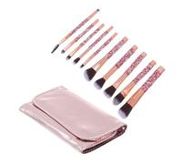 PLAFOPE Ensemble 10 Pinceaux Maquillage Strass Manches Longs, Poils Fibres Synthétiques, Portable Compact, Pour Femmes Usage Voyage, Applicateurs Poudre Professionnels