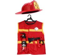 PLAFOPE Ensemble Costume de Pompier pour Garçon et Filles 7 Pièces sans Pantalon Gilet Casquette Extincteur Pince Badge Tenue de Cosplay et Jeu de Rôle pour Fêtes et Activités