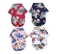 PLAFOPE Ensemble de 4 Chemises Hawaïennes pour Chien XS Polyester Respirant et Absorbant Couleurs Intenses Vêtements Décontractés D’Été pour Animaux de Compagnie Plage et Fête