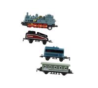 PLAFOPE Ensemble de 4 Jouets de Train à Vapeur Rétro en Alliage Bleu Ciel, Mini Véhicules à Friction sans Pile, Coffret Éducatif pour Garçon et Filles, Jeu de Trains D’ingénierie