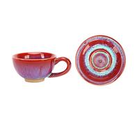 PLAFOPE Ensemble Tasse à Café en Céramique Rouge avec Soucoupe, Style Européen, 1 Pièce, pour Maison, Café et Restaurant, Mug à Lait et Porte-café Élégant, Support Petit-déjeuner Pratique