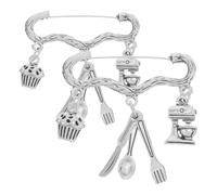 PLAFOPE Épingle D'art de Boulangerie Design Unique et Texture Raffinée Lot de 2pcs en Alliage de Zinc Argenté Cuisine et Espace Pâtisserie