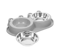 PLAFOPE Gamelle Double pour Petits Chiens et Chats avec Base antidérapante en Plastique et douve intégrée, pour Alimentation en intérieur et extérieur