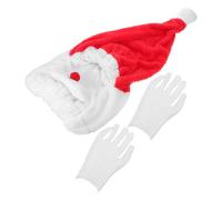 PLAFOPE Housse de Casque de Moto Bonnet de Noël en Peluche Rouge et Blanc Moufles Blancs, Accessoire Festif pour Balades Hivernales, Compatible Scooters et Motos, Décoration de Casque