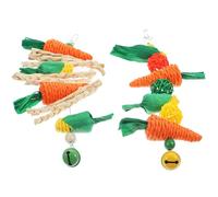 PLAFOPE Jouets à Mâcher pour Hamster et Cochon d'Inde 2 Pièces en Corde de Paille Forme Carotte Cloche pour Jouer et Changer Le Comportement de Mastication Couleur Couleur Aléatoire