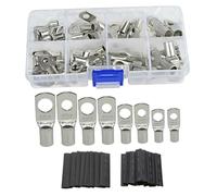 PLAFOPE Kit de Cosses Cuivre avec Gaines Thermorétractables Noires Cosses Sertir Haute Résistance pour Câbles Batterie et Distribution Électrique Étanchéité Anti-corrosion Usage