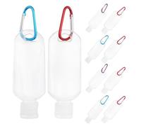 PLAFOPE Lot de 10 Flacons de Voyage 50 Ml avec Mousqueton, Bouteilles Souples Étanches en Plastique, Flacons Pressants pour Lotion et Shampooing, pour Randonnées et Couleur Aléatoire