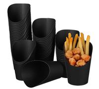 PLAFOPE Lot de 100 Gobelets en Papier Noir 14 Oz à Ouverture Inclinée, Contenant à Collations Jetables pour Apéritifs, Snacks et Amuse-gueules, Adaptés aux Fêtes, Food Trucks