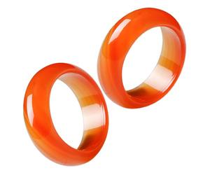 PLAFOPE Lot de 2 Bagues de Couple en Agate Rouge et Calcédoine, Anneaux Symboliques 16-18 Mm Légers, Bijoux en Pierre Naturelle pour Fiançailles, Mariage et Usage Quotidien
