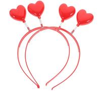 PLAFOPE Lot de 2 Bandeaux de Cœur Rouge Ressort, Serrage-tête Flexible pour Cheveux, Accessoire Saint-valentin, Mariages, Fêtes et Déguisements, Coiffe de Cortège Nuptial, Décoration