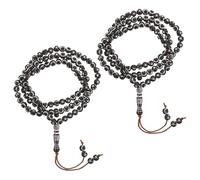 PLAFOPE Lot De 2 Chapelet Islamique de Prière 99 Perles en Acrylique Couleur Café, Collier Délicat pour Hommes et Femmes, Bijou Polyvalent pour Culte Quotidien et Présent Ramadan