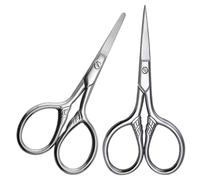 PLAFOPE Lot de 2 Ciseaux à Sourcils et Moustache en Acier Inoxydable, Petite Taille, Embouts Pointus et Arrondis, Outil de Toilettage Précis pour Barbe et Nez, Usage Masculin, Ciseaux