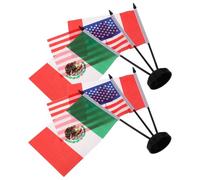 PLAFOPE Lot De 2 Mini Drapeaux De Table Pour Bureau Décoration De Bureau Drapeaux De Table Miniatures Des États-Unis Et Du Mexique Bâton Et Base En Plastique Noir Bannière