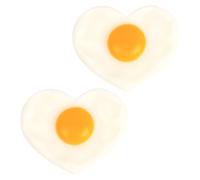 PLAFOPE Lot de 2 Modèles d'Œufs au Plat en PVC Réalistes Accessoires Photo Décoratifs de Cœur Jouets Cuisine Amusants pour Décoration et Accessoires de Fête 8 CM