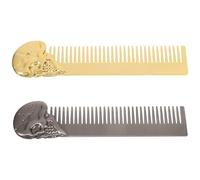 PLAFOPE Lot de 2 Peignes à Moustache Cheveux pour Homme en Alliage de Zinc Design Tête de Mort Dents Fines Double Face Format Compact de Poche Soin Précis Barbe et Coiffure Bureau
