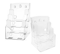 PLAFOPE Lot de 2 Porte-Brochures en Acrylique Transparent Présentoir de Table Multi-Niveaux Support de Table pour Brochures Organisateur de Documents et Flyers Usage Bureau et Magasin