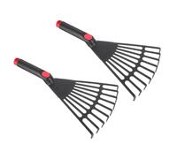 PLAFOPE Lot de 2 Râteaux de Jardin en Plastique Noir, Structure Robuste et Résistante aux Intempéries, Poignée Ergonomique Antidérapante pour Gazon et Nettoyage de Feuilles