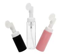 PLAFOPE Lot de 3 Flacons Distributeurs de Mousse 80ml/50ml/30ml Transparents Brosse Intégrée, Bouteilles Rechargeables pour Nettoyant Visage, Savonnette Liquide, Gel - Couleur Aléatoire
