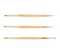 PLAFOPE Lot de 3 Pinceaux pour Manucure Double Face Stylo de Précision pour Nail Art Outil de Sculpture D’Ongles Poils Solide pour Dessin et Modelage Kit Nail Art Professionnel et